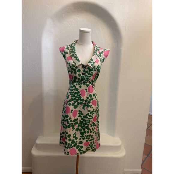 Anthropologie Moulinette Soeurs Pink Tulips Silk Dress - size 6 - Picture 1 of 11